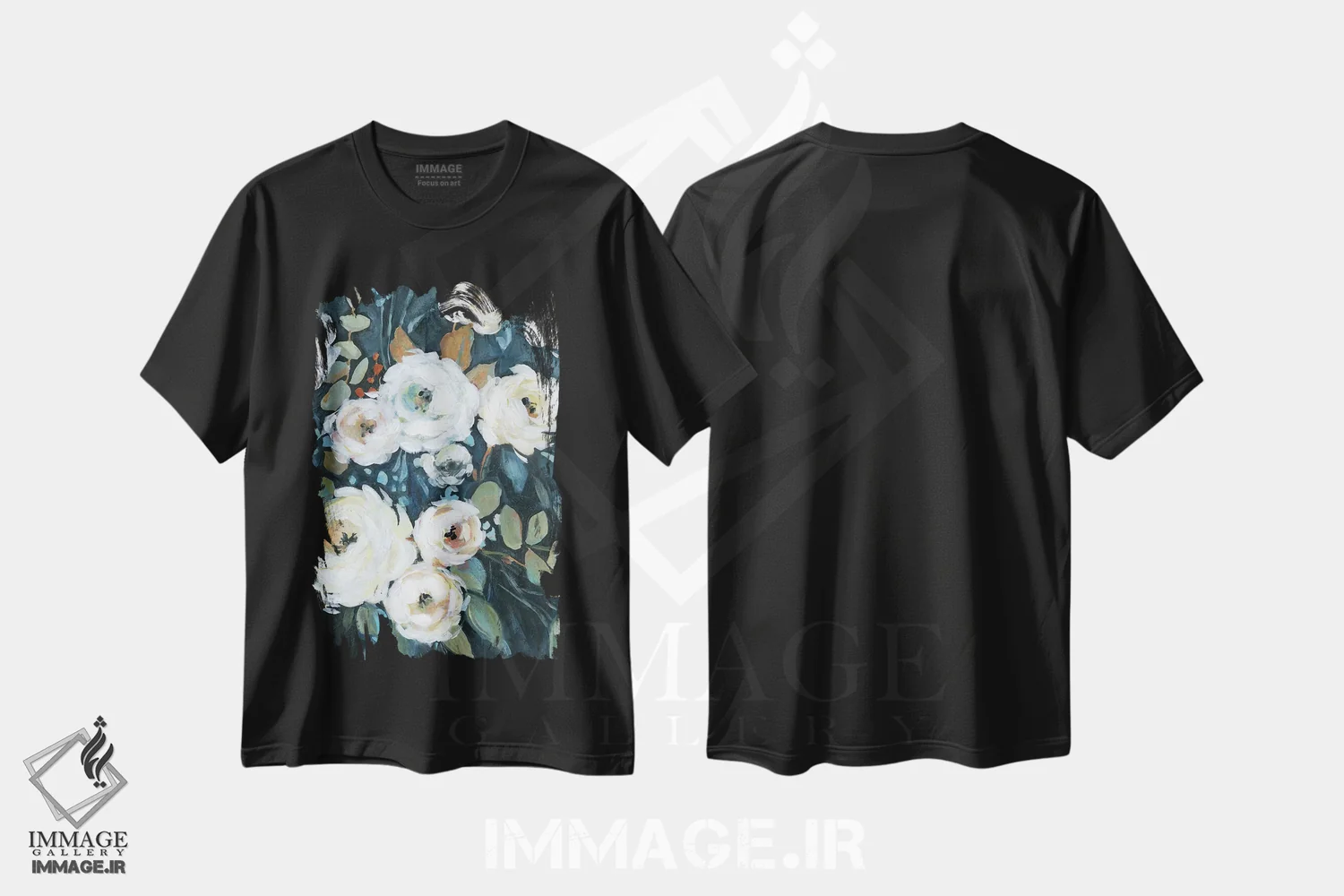 تیشرت مشکی طرح دار "باغ زیر نور ماه سه"، تزئینی اثر کارول رابینسون | immage.ir