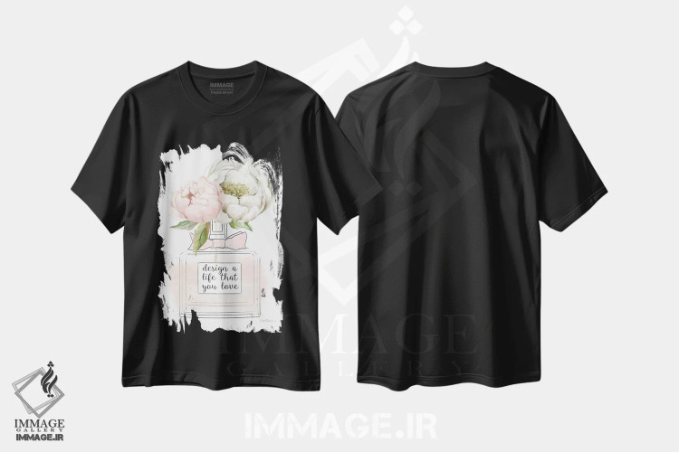 تیشرت مشکی طرح دار "عطر گل دو"، مدیوم اثر کارول رابینسون | فروشگاه ایماژ