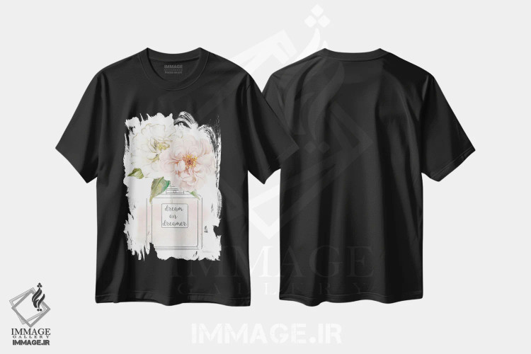 تیشرت مشکی طرح دار "عطر گل یک"، مدیوم اثر کارول رابینسون | immage.ir