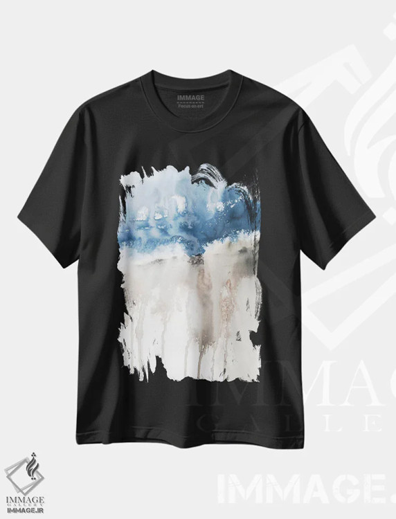 تیشرت مشکی طرح دار صخرهٔ بادخیز I اثر کارول رابینسون | فروشگاه ایماژ