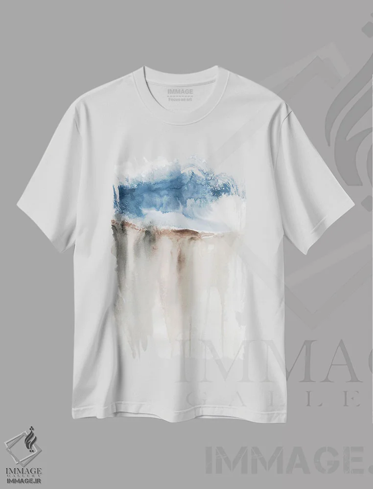تیشرت سفید طرح دار صخرهٔ بادخیز II اثر کارول رابینسون | فروشگاه ایماژ