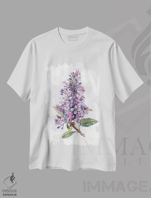 تیشرت سفید طرح دار غرق در بنفشه I، تزئینی اثر کارول رابینسون | فروشگاه ایماژ