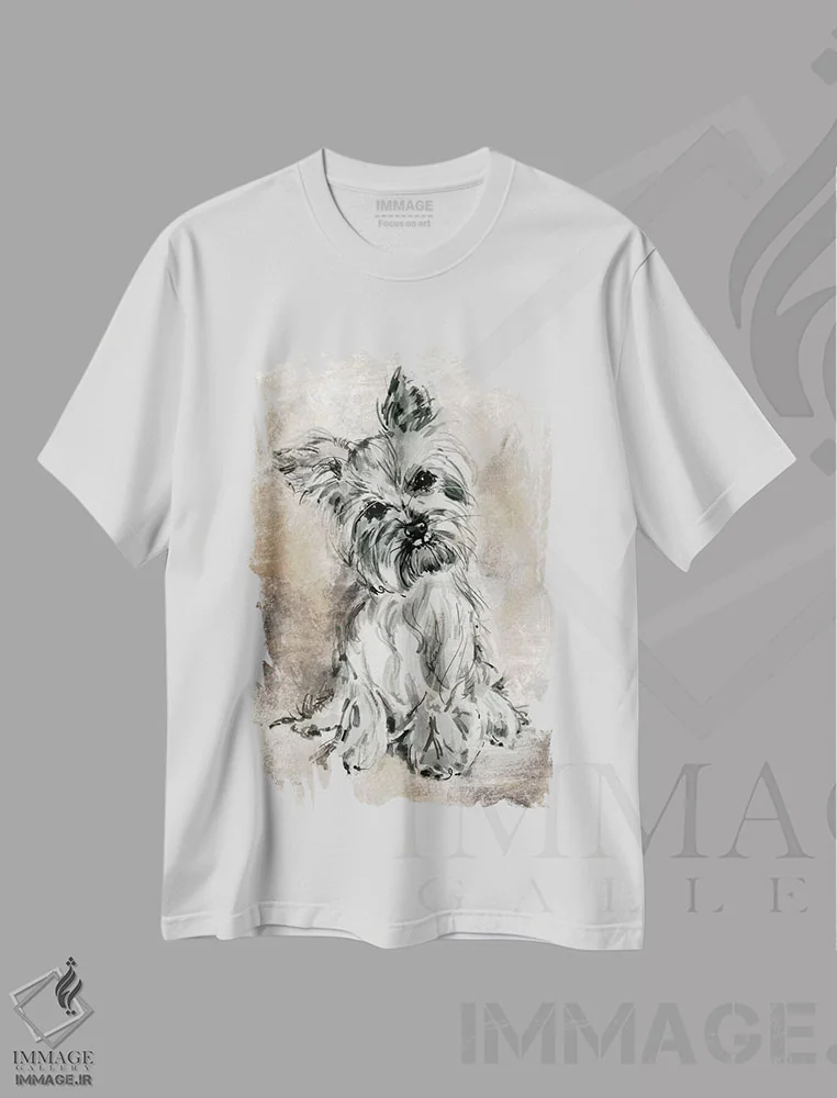 تیشرت سفید طرح دار یورکشایر تریر، دکور معاصر اثر کارول رابینسون | immage.ir