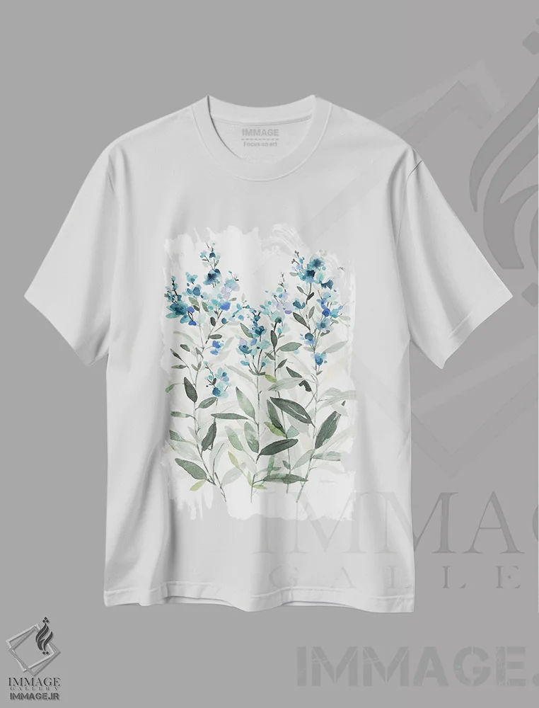 تیشرت سفید طرح دار گیاه شناسی آبی لطیف II، تزئینی اثر کارول رابینسون | immage.ir