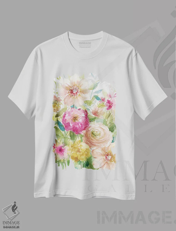 تیشرت سفید طرح دار زیبای شکوفا، دکور معاصر اثر کارول رابینسون | immage.ir