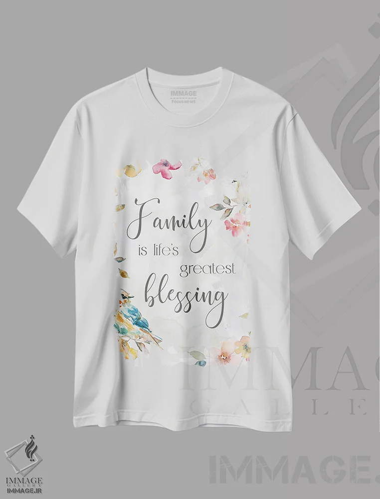 تیشرت سفید طرح دار برکت پرنده بهاری، تزئینی اثر کارول رابینسون | فروشگاه ایماژ