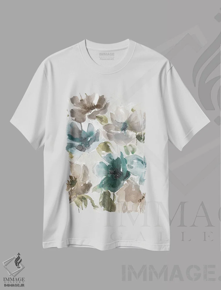 تیشرت سفید طرح دار باغ توپاز I، آبستره اثر کارول رابینسون | immage.ir