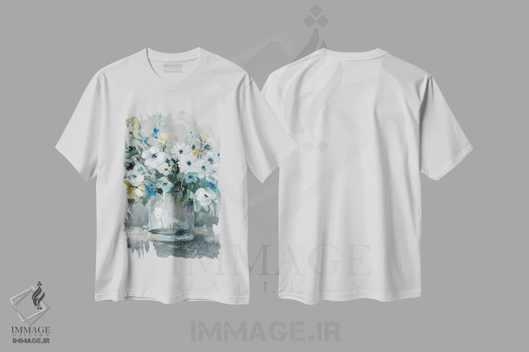 تیشرت سفید طرح دار شیرین ترین شکوفه ها، تزئینی اثر کارول رابینسون | فروشگاه ایماژ