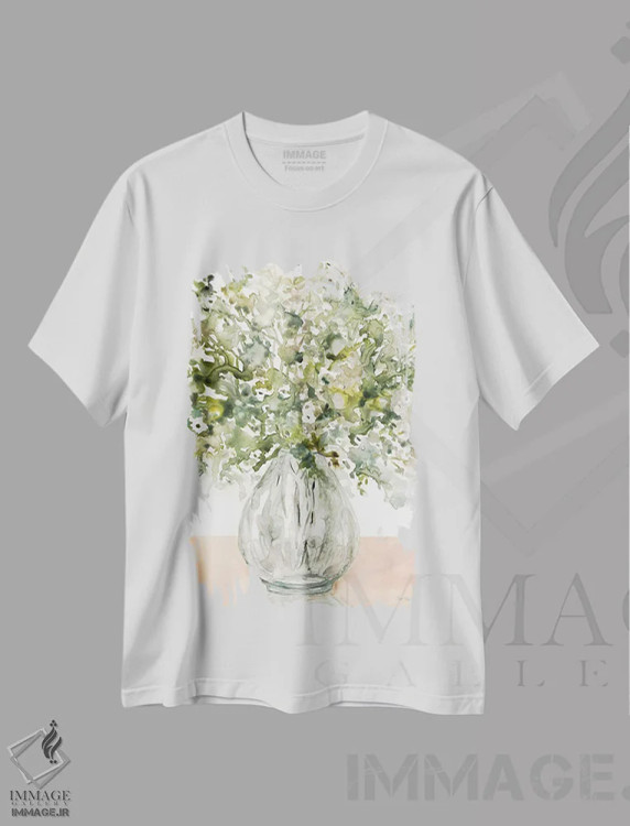 تیشرت سفید طرح دار نمایش سبزی ها، آبستره اثر کارول رابینسون | immage.ir