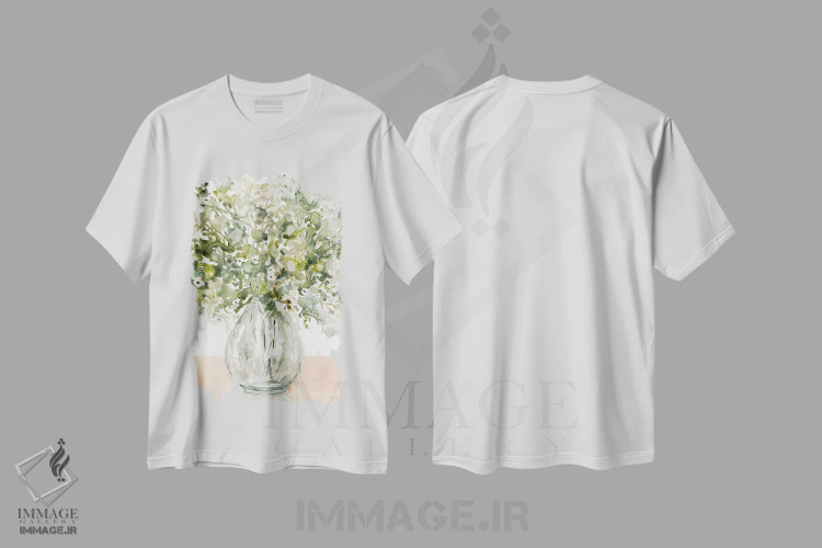تیشرت سفید طرح دار نمایش سبزی ها، آبستره اثر کارول رابینسون | immage.ir