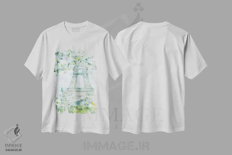 تیشرت سفید طرح دار پاریس شکوفا، آبستره اثر کارول رابینسون | فروشگاه ایماژ