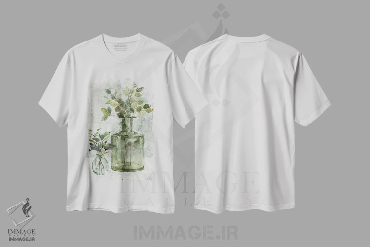تیشرت سفید طرح دار سبز ساده II، آبستره اثر کارول رابینسون | فروشگاه ایماژ