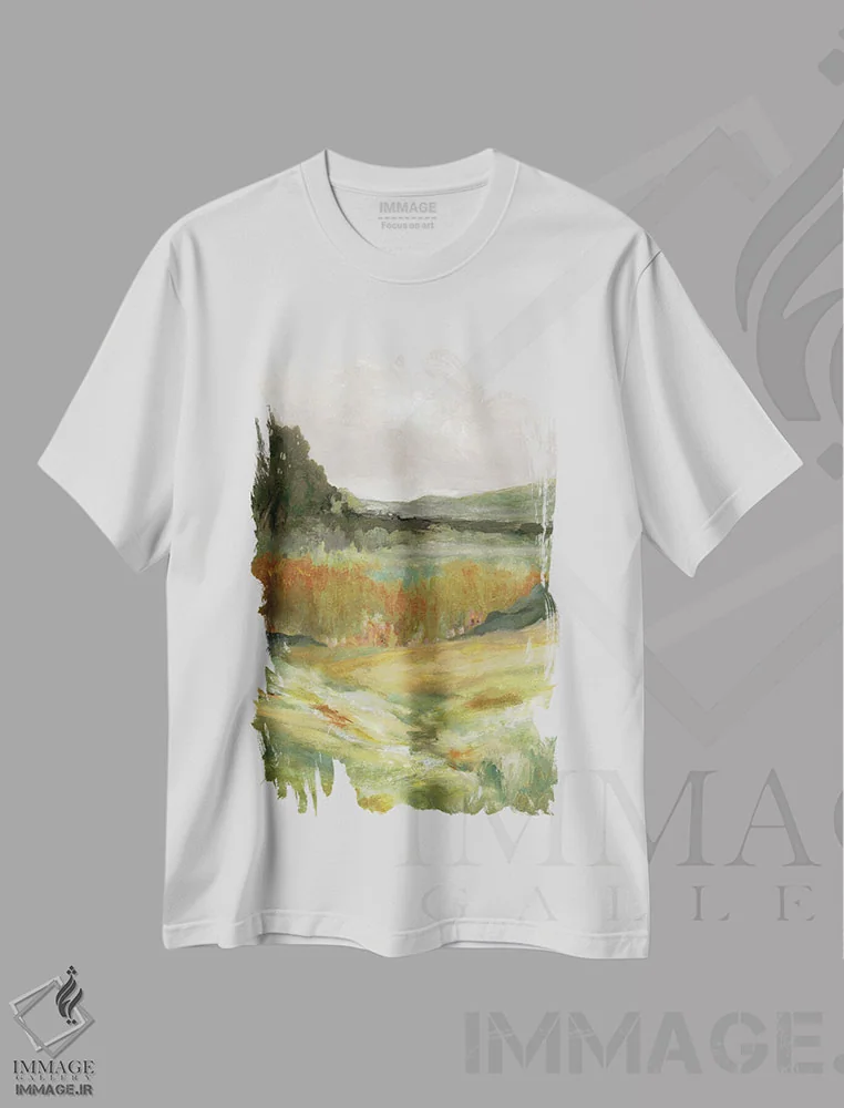 تیشرت سفید طرح دار گسترهٔ بعدازظهر، آبستره اثر کارول رابینسون | فروشگاه ایماژ