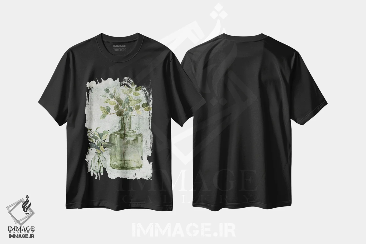 تیشرت مشکی طرح دار سبز ساده II، آبستره اثر کارول رابینسون | immage.ir