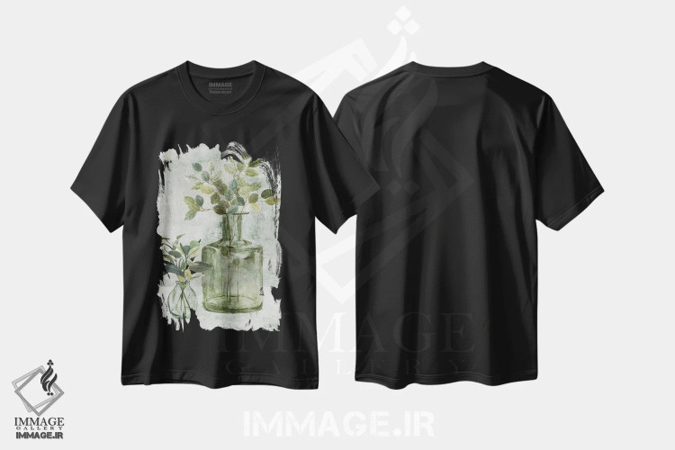 تیشرت مشکی طرح دار سبز ساده II، آبستره اثر کارول رابینسون | immage.ir
