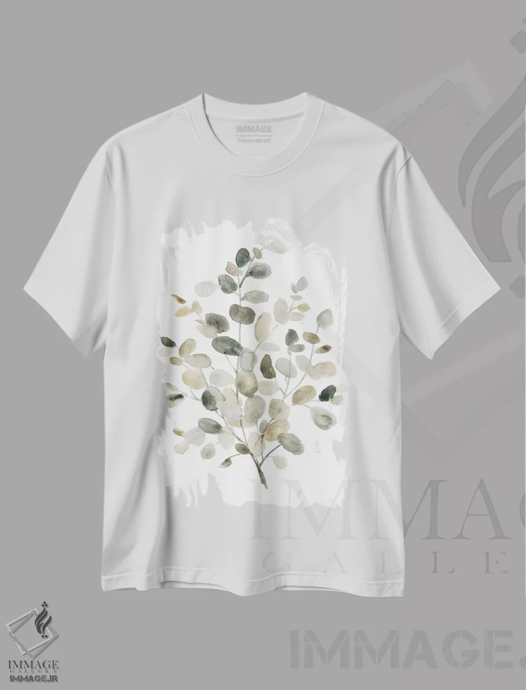 تیشرت سفید طرح دار اکالیپتوس خنثی I، دکور معاصر اثر کارول رابینسون | فروشگاه ایماژ