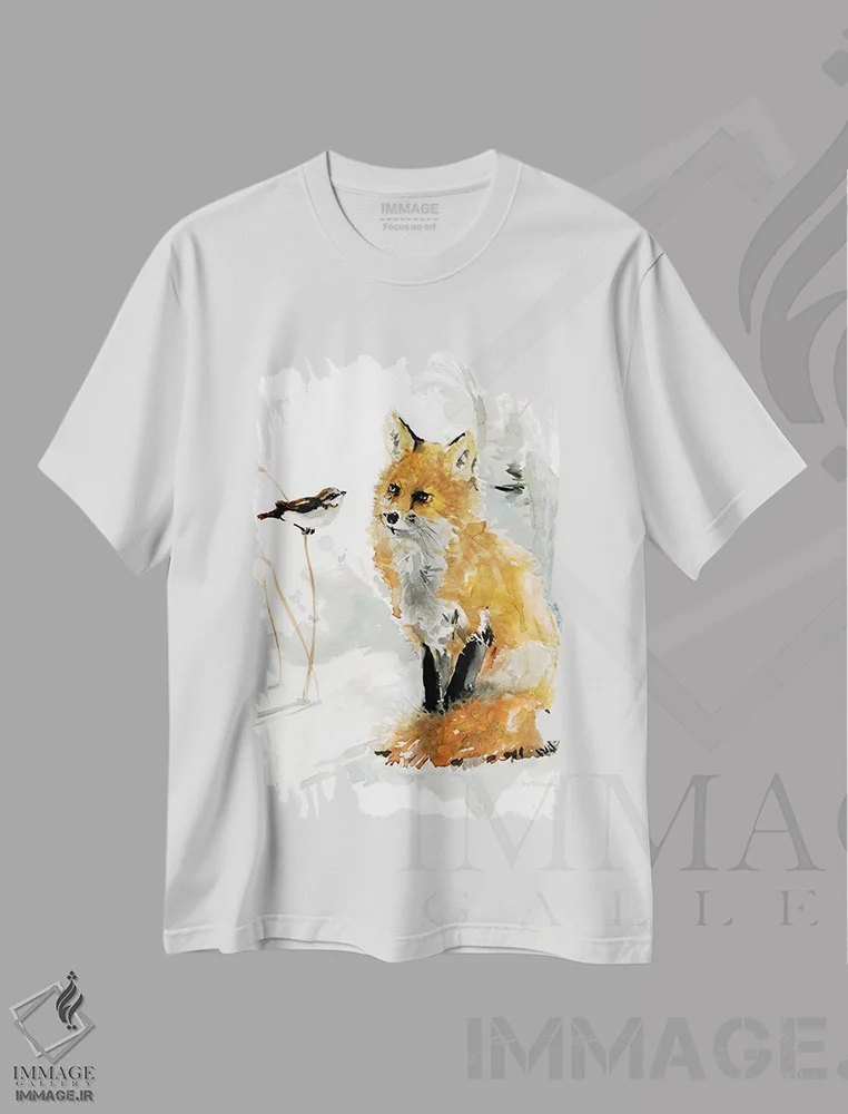 تیشرت سفید طرح دار روباه و دوست، دکور معاصر اثر کارول رابینسون | فروشگاه ایماژ