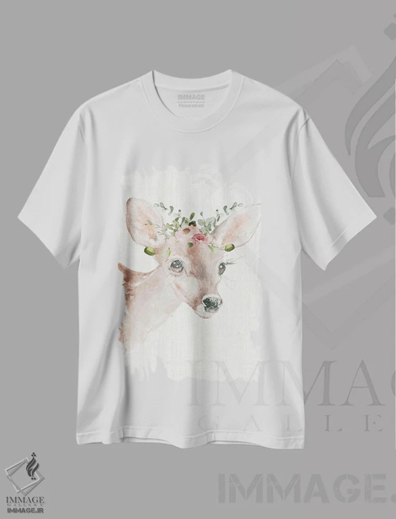 تیشرت سفید طرح دار بچه گوزن شیک پوش، دکور بوهمی اثر کارول رابینسون | فروشگاه ایماژ