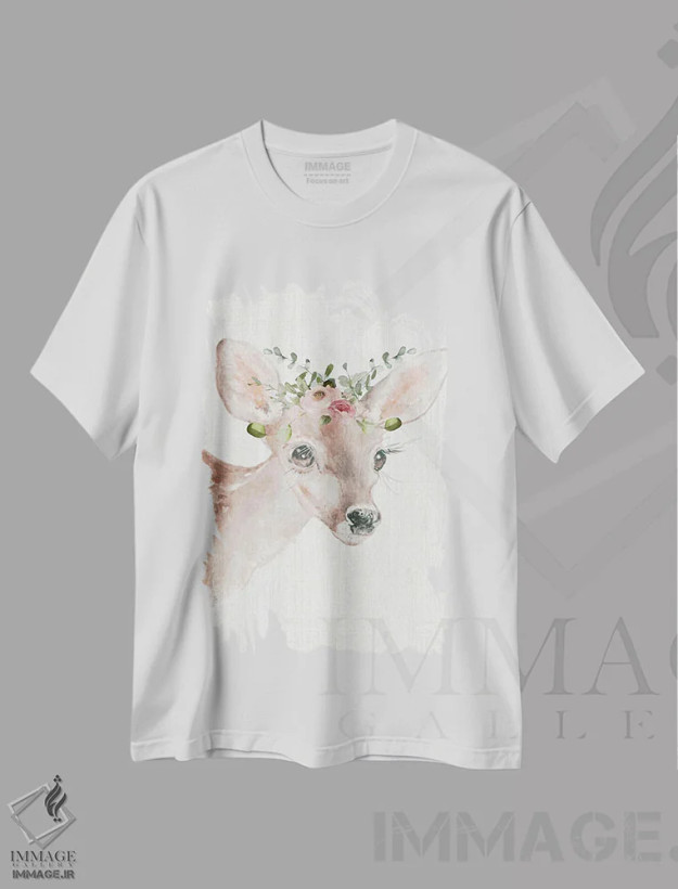 تیشرت سفید طرح دار بچه گوزن شیک پوش، دکور بوهمی اثر کارول رابینسون | فروشگاه ایماژ