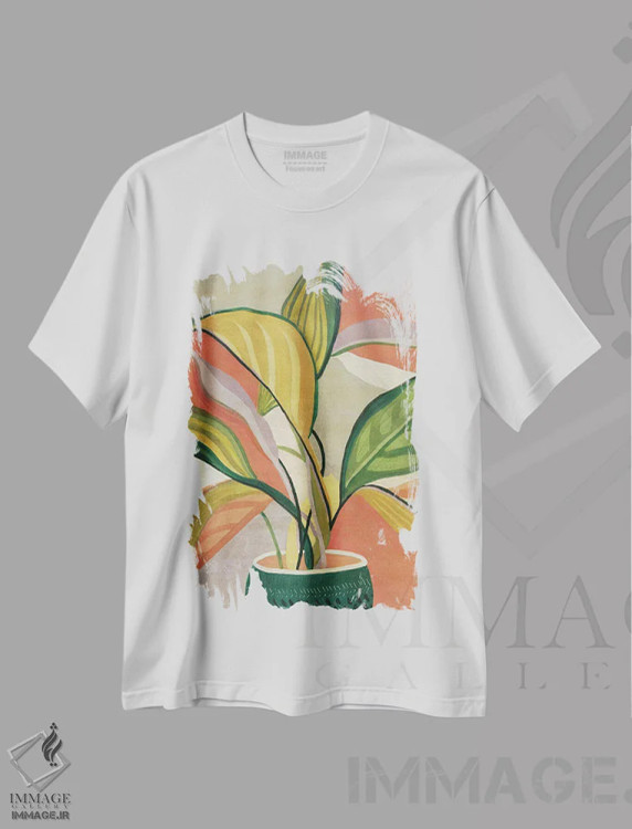 تیشرت سفید طرح دار پرندهٔ بهشتی گلدانی، دکور بوهمی اثر کارول رابینسون | immage.ir