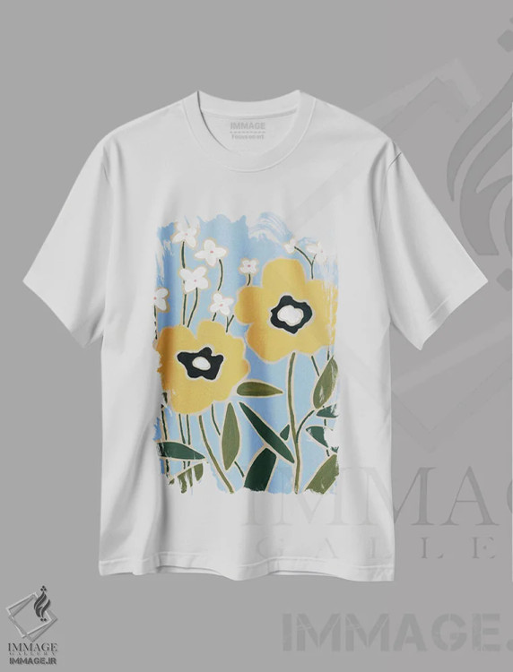 تیشرت سفید طرح دار گل چوبی II، دکور روستایی اثر کارول رابینسون | فروشگاه ایماژ