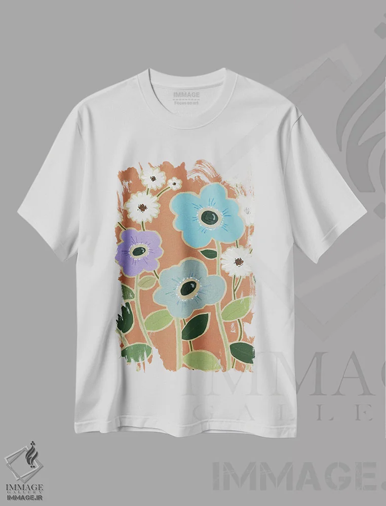 تیشرت سفید طرح دار گل چوبی IV، دکور بوهمی اثر کارول رابینسون | immage.ir