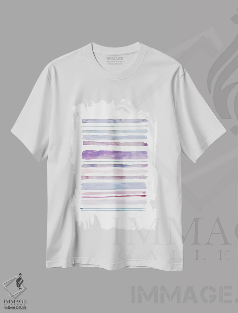 تیشرت سفید طرح دار خط روی هم I، آبستره اثر کارول رابینسون | فروشگاه ایماژ