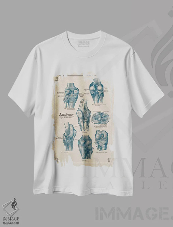تیشرت سفید طرح دار آناتومی مفصل زانو، تزئینی اثر چارت اسمارت دکور | immage.ir