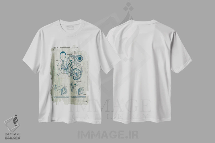 تیشرت سفید طرح دار آناتومی ریه ها، تزئینی اثر چارت اسمارت دکور | فروشگاه ایماژ