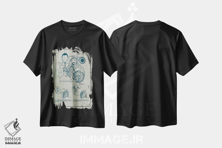تیشرت مشکی طرح دار آناتومی ریه ها، تزئینی اثر چارت اسمارت دکور | immage.ir