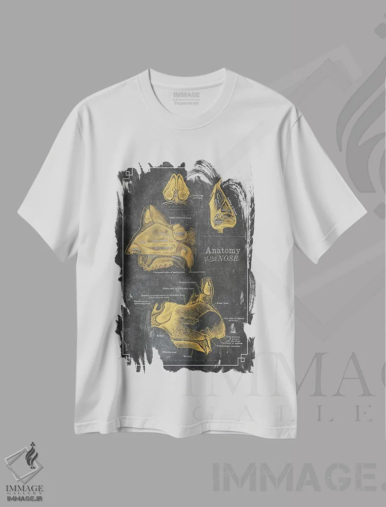 تیشرت سفید طرح دار آناتومی بینی، تزئینی اثر چارت اسمارت دکور | فروشگاه ایماژ