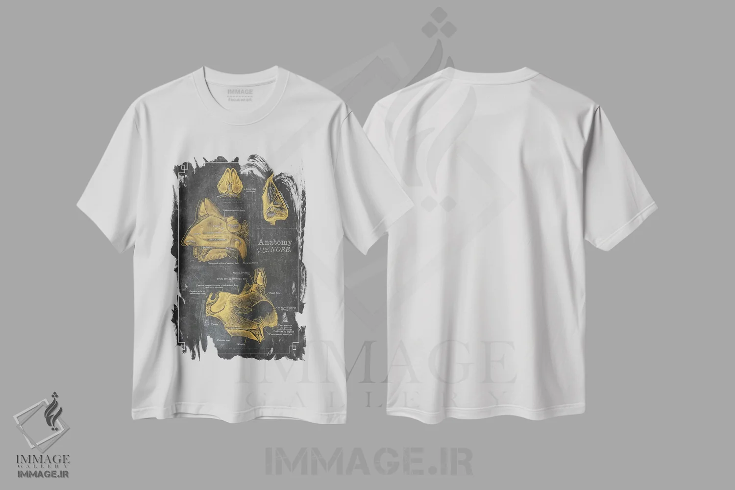 تیشرت سفید طرح دار آناتومی بینی، تزئینی اثر چارت اسمارت دکور | فروشگاه ایماژ