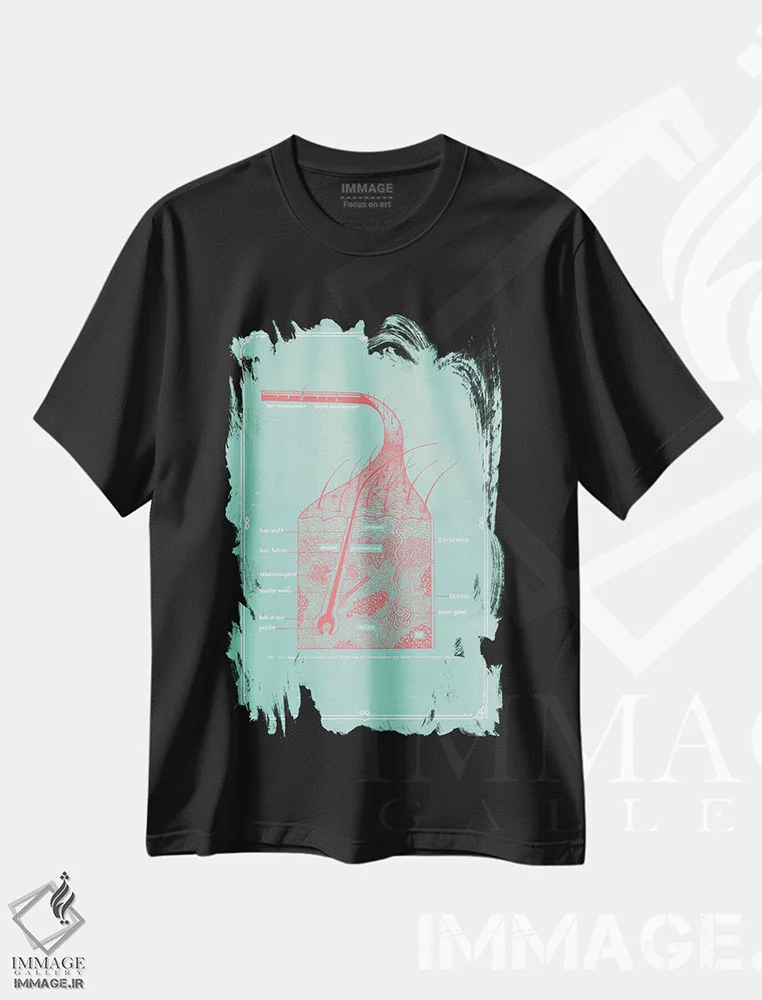 تیشرت مشکی طرح دار لایه های پوست، تزئینی اثر چارت اسمارت دکور | immage.ir