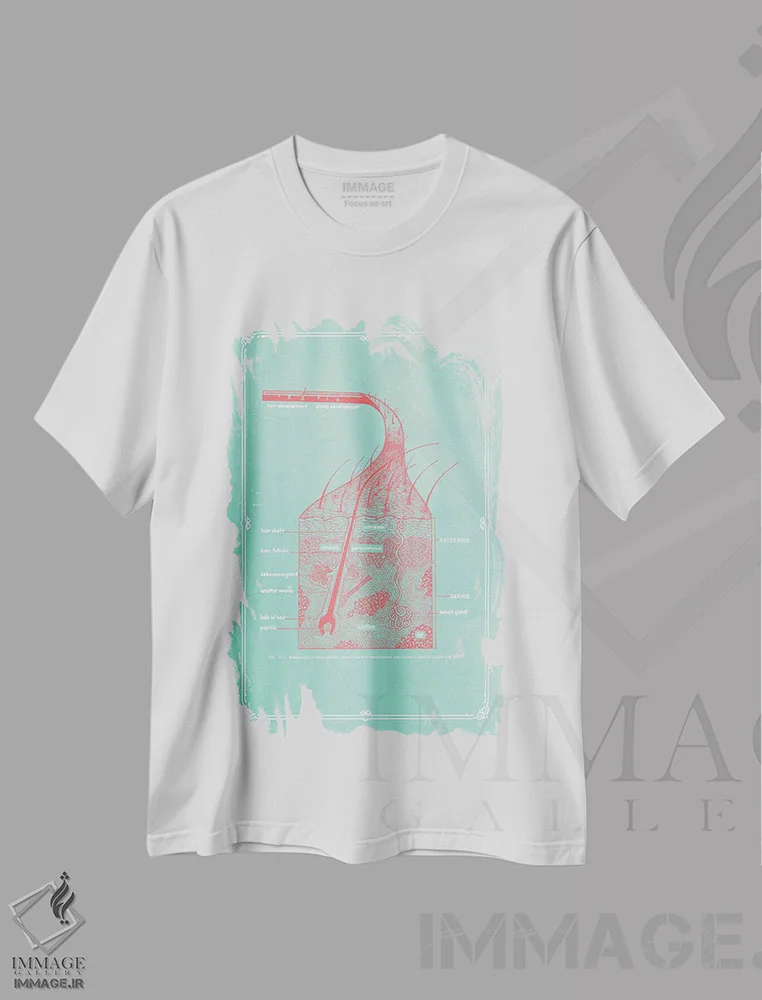تیشرت سفید طرح دار لایه های پوست، تزئینی اثر چارت اسمارت دکور | فروشگاه ایماژ