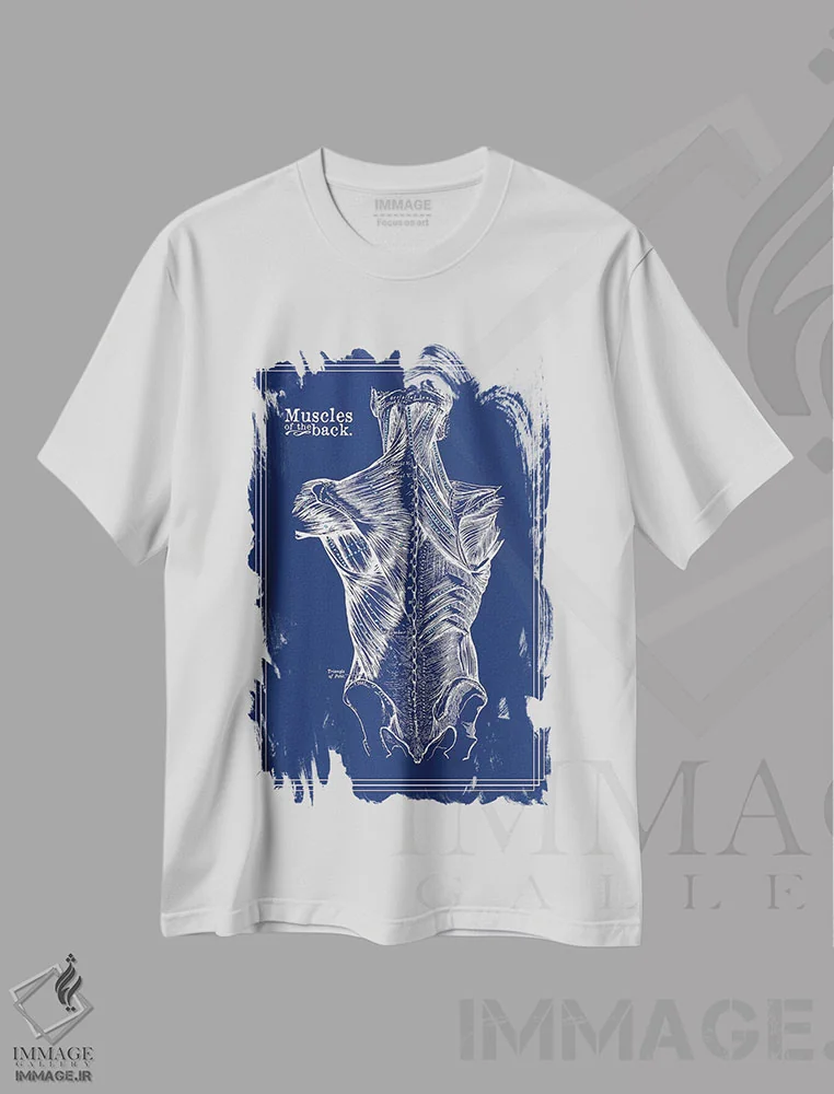 تیشرت سفید طرح دار عضلات کمر، تزئینی اثر چارت اسمارت دکور | immage.ir