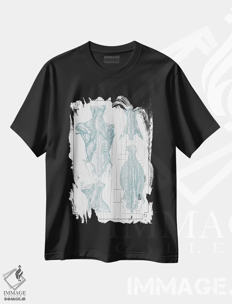 تیشرت مشکی طرح دار عضلات کمر و گردن ۳، تزئینی اثر چارت اسمارت دکور | immage.ir