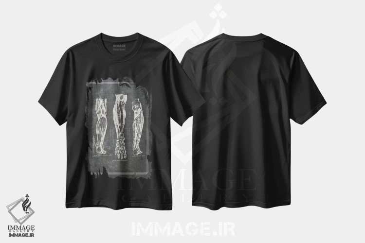 تیشرت مشکی طرح دار عضلات ساق پا، تزئینی اثر چارت اسمارت دکور | immage.ir