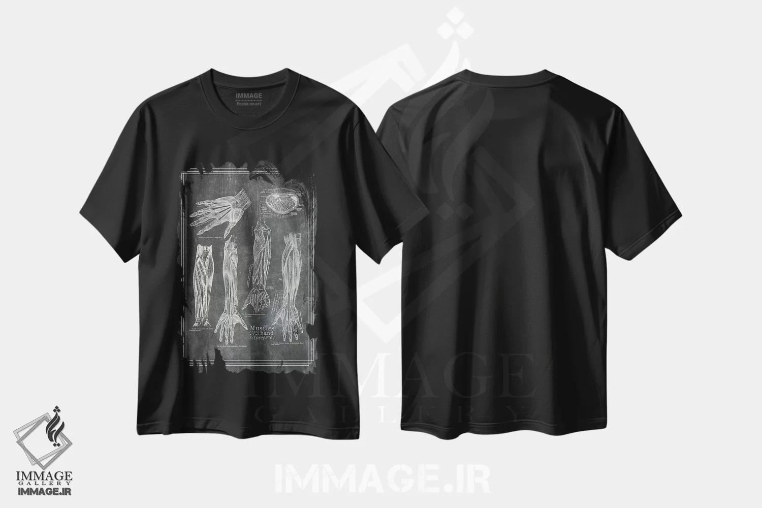 تیشرت مشکی طرح دار عضلات ساعد و دست، تزئینی اثر چارت اسمارت دکور | immage.ir