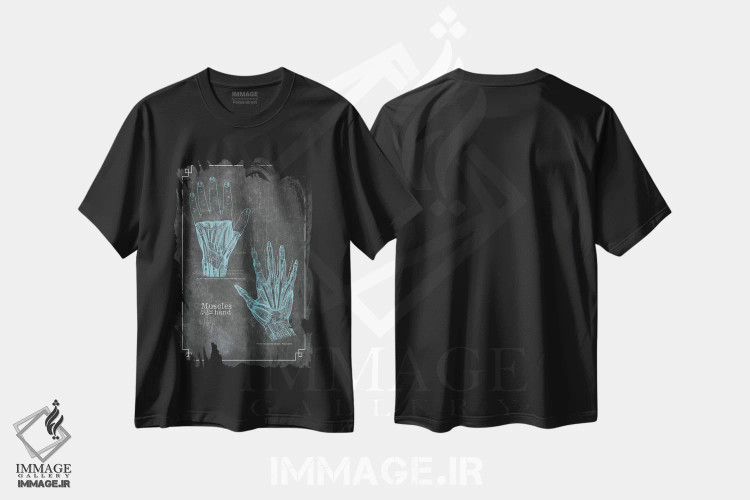 تیشرت مشکی طرح دار عضلات دست، تزئینی اثر چارت اسمارت دکور | immage.ir