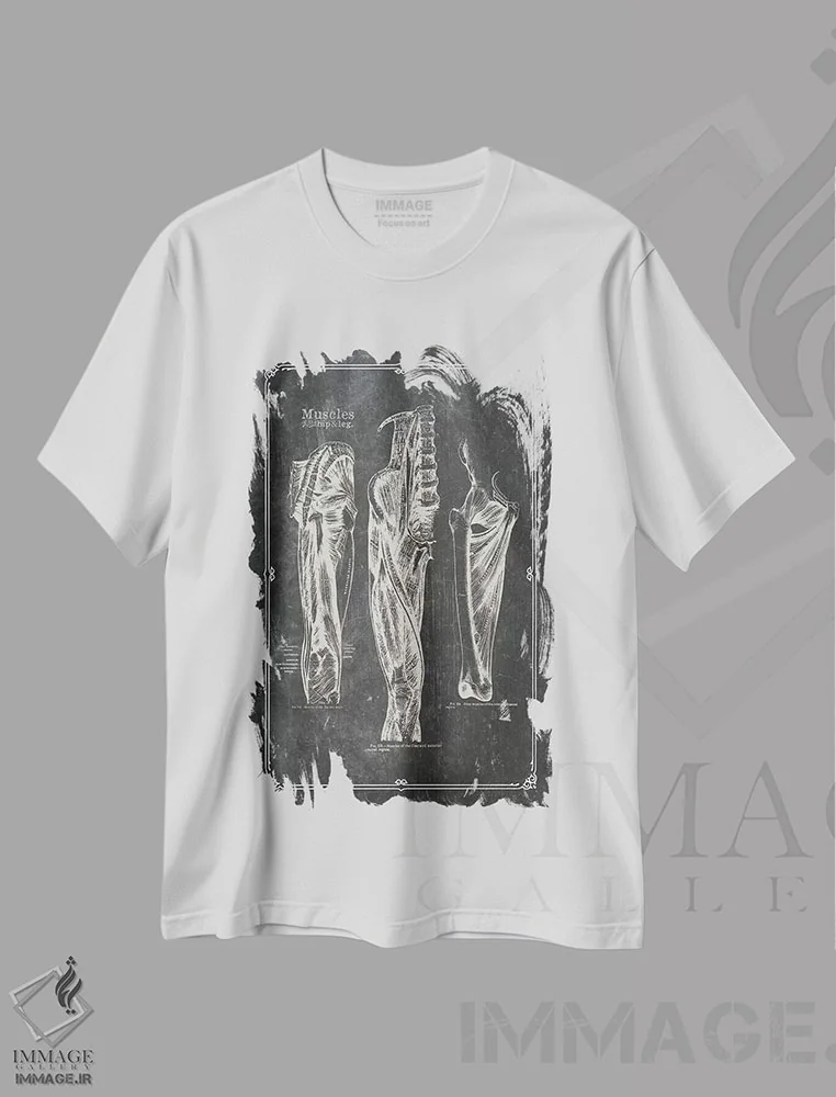 تیشرت سفید طرح دار عضلات ران، تزئینی اثر چارت اسمارت دکور | immage.ir