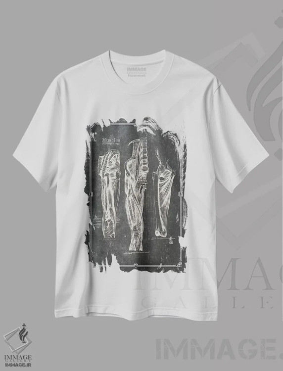 تیشرت سفید طرح دار عضلات ران، تزئینی اثر چارت اسمارت دکور | immage.ir