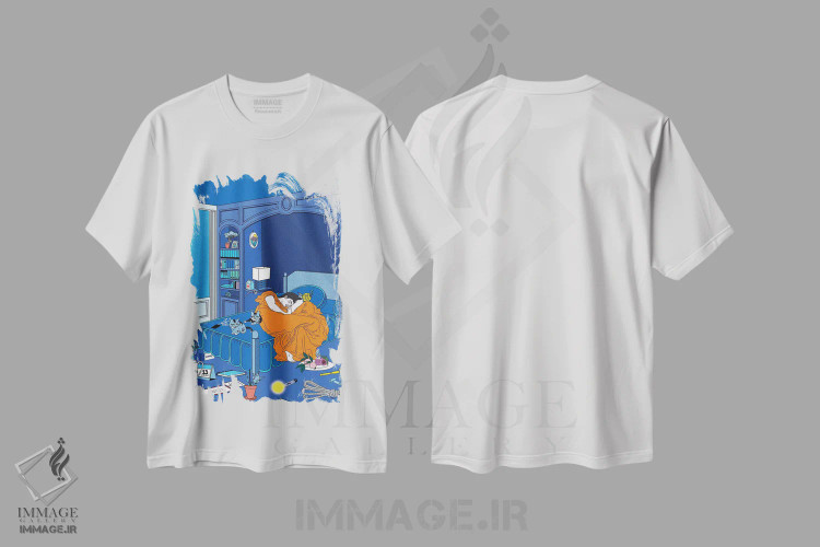 تیشرت سفید طرح دار ژوئن شعله ور، هنر دیجیتال اثر کازمو | immage.ir