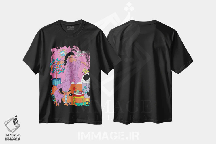 تیشرت مشکی طرح دار خداحافظی با زباله، هنر دیجیتال اثر کازمو | immage.ir