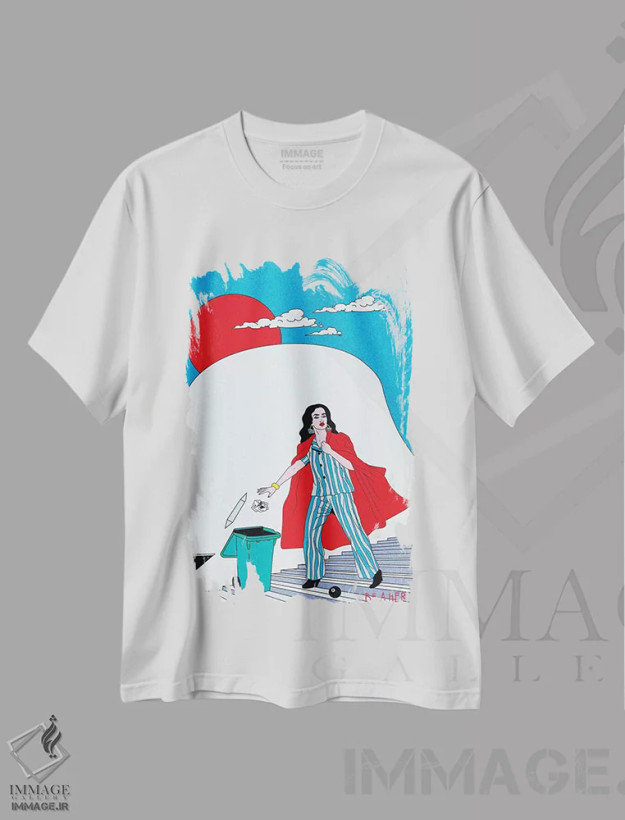 تیشرت سفید طرح دار قهرمان، هنر دیجیتال اثر کازمو | فروشگاه ایماژ