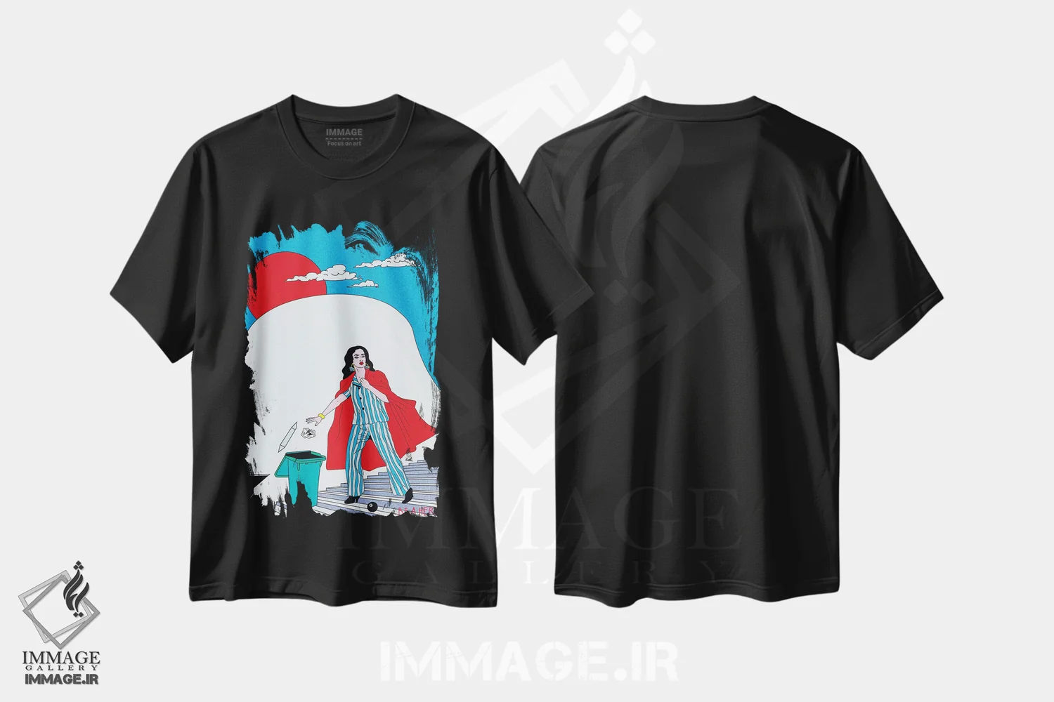 تیشرت مشکی طرح دار قهرمان، هنر دیجیتال اثر کازمو | immage.ir