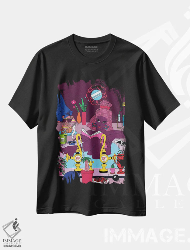 تیشرت مشکی طرح دار حمام، هنر دیجیتال اثر کازمو | فروشگاه ایماژ