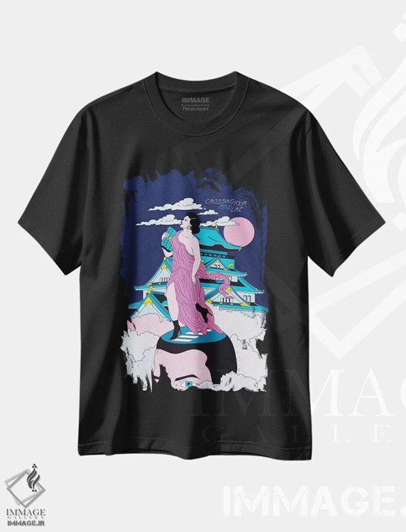 تیشرت مشکی طرح دار عبور ذهنی، هنر دیجیتال اثر کازمو | فروشگاه ایماژ