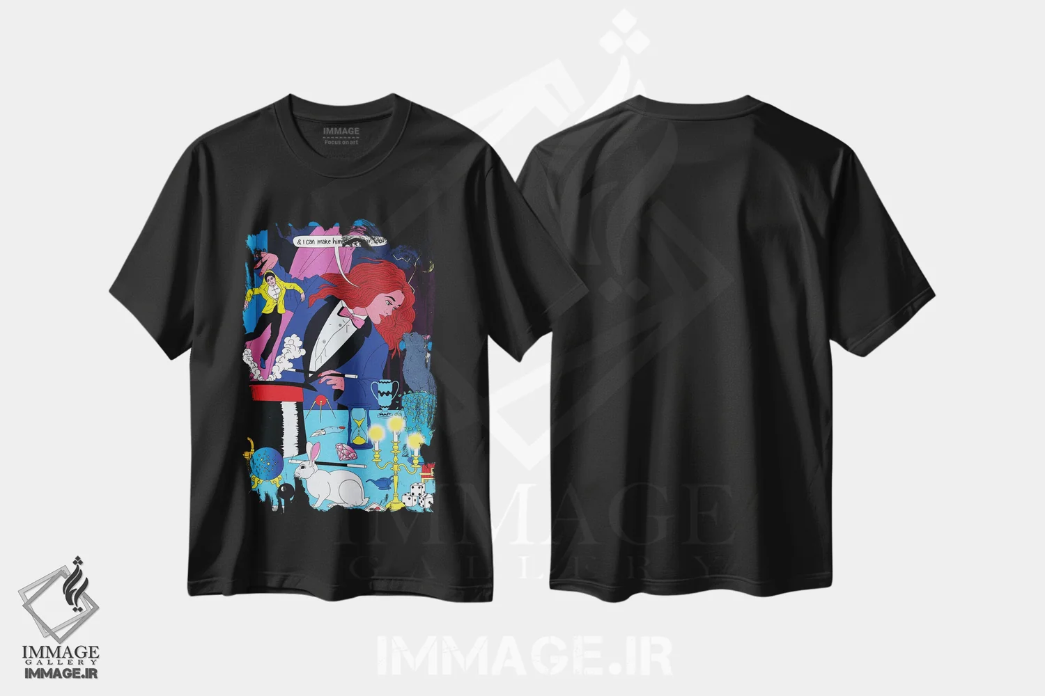 تیشرت مشکی طرح دار جادوگر، هنر دیجیتال اثر کازمو | immage.ir