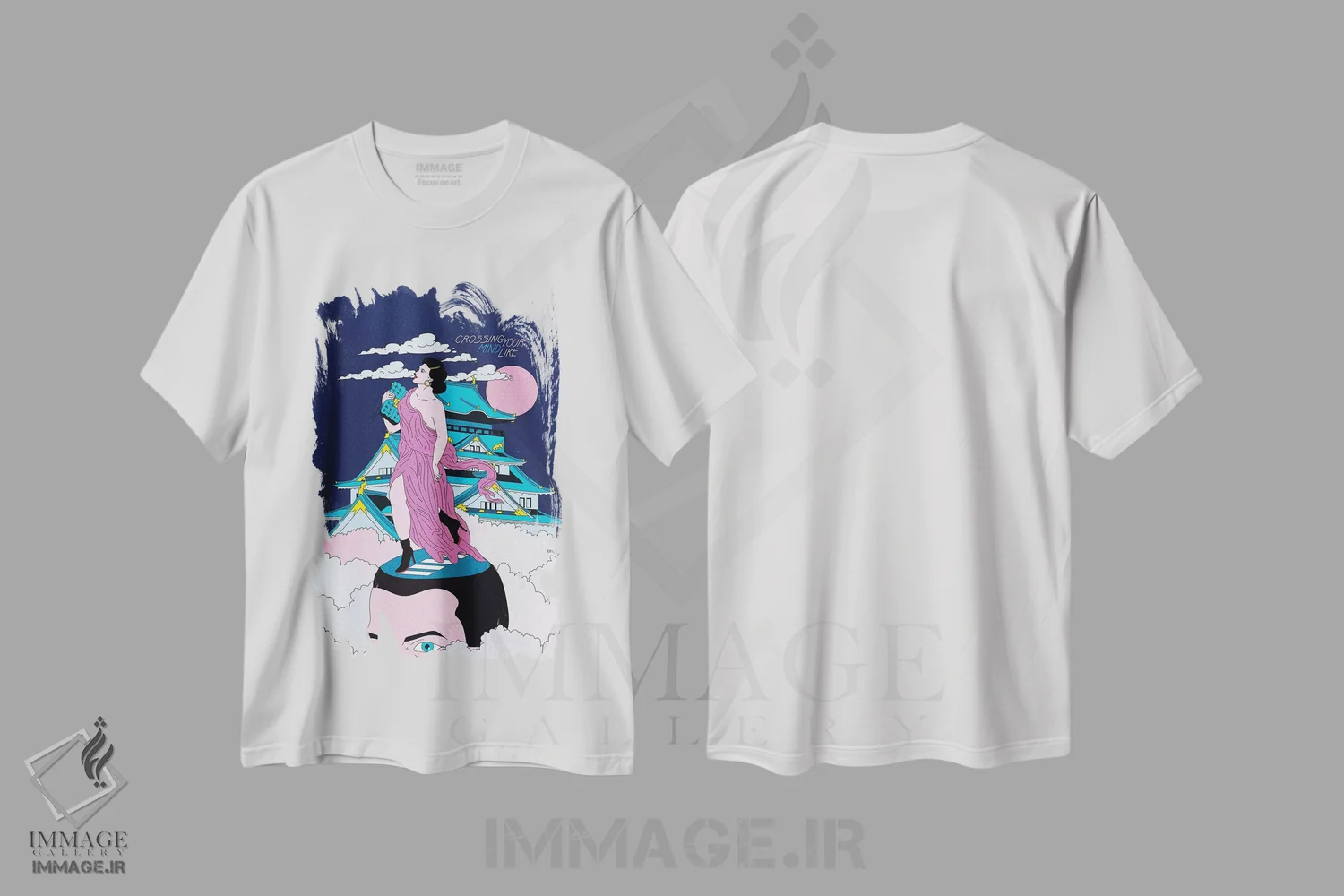 تیشرت سفید طرح دار عبور ذهنی، هنر دیجیتال اثر کازمو | immage.ir
