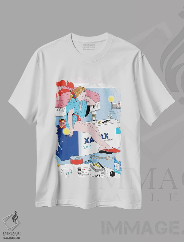 تیشرت سفید طرح دار زاناگز، هنر دیجیتال اثر کازمو | فروشگاه ایماژ